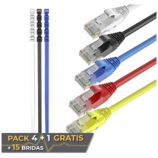 Pack 4 Cables + 1 GRATIS Ethernet CAT6 RJ45 24AWG 0.5m + 15 Bridas Max Connection