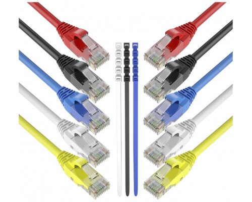 Pack 8 Cables + 2 GRATIS Ethernet CAT6 RJ45 24AWG 1m + 15 Bridas Max Connection