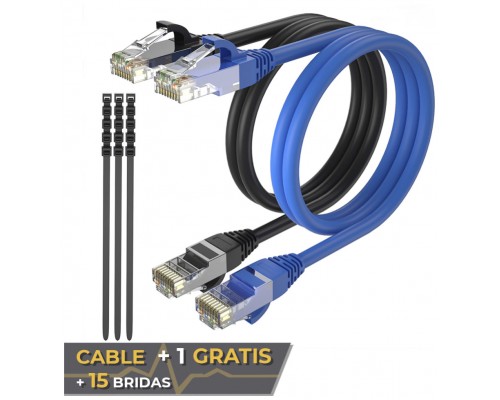 Cable + 1 GRATIS Ethernet CAT6 RJ45 24AWG 2m + 15 Bridas Max Connection