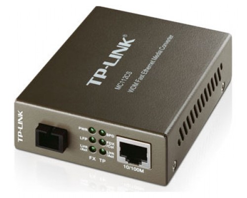 CONVERTIDOR FIBRA TP-LINK MC112CS RJ45 ETH A FIBRA MONOMODO SC Tx:1310nm, Rx:1550nm FULLDUPLEX HASTA 20KM MONTAJE EN CHASIS