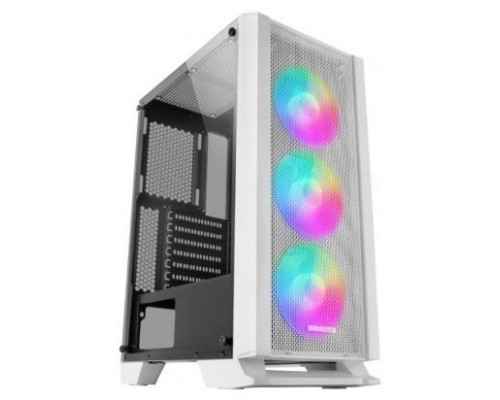 Mars Gaming MC-C Blanco Caja PC ATX Panel Frontal Metal-Mesh Cristal Templado 3 Ventiladores Frontales FRGB 120mm