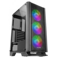 MARS GAMING MCC ATX CASE, 3X 12CM FRGB FAN, GLASS, FRONT MESH, BLACK