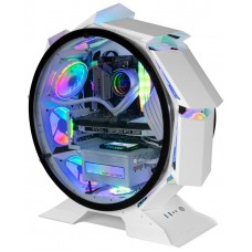 Mars Gaming MCORB Blanco Caja PC Gaming Micro-ATX XL Diseño Circular Custom Doble Cristal Templado