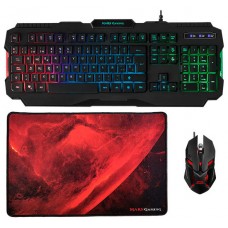 PACK TECLADO  MOUSE Y ALFOMBRILLA MARS GAMING MCP118 MOUSE 4000dpi RGB TECLADO RETROILUMINADO EN PORTUGUES LED RGB ANTI-GHOSTING 15 TECLAS DE FUNCION