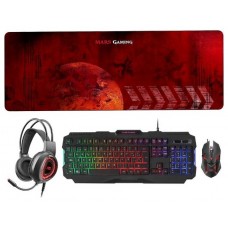 Mars Gaming MCPRGB2 Combinación Teclado USB, Ratón, Alfombrilla y Cascos, Español