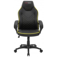 SILLA GAMER MARS GAMING MGCX ONE NEGRA CON DETALLE LINEA AMARILLA TRANSPIRABLE AIR-TECH PRO PISTON CLASE 4 RUEDAS XL 65mm