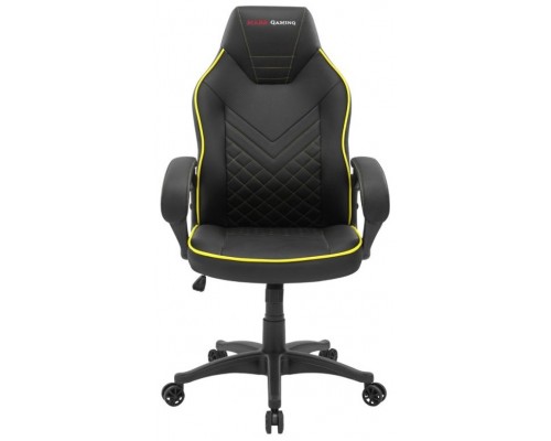 SILLA GAMER MARS GAMING MGCX ONE NEGRA CON DETALLE LINEA AMARILLA TRANSPIRABLE AIR-TECH PRO PISTON CLASE 4 RUEDAS XL 65mm