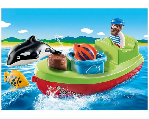 Playmobil 1.2.3 pescador con bote