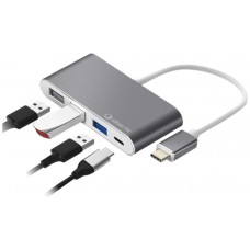 Hub logan usb tipo c silver ht 4 en 1 -  2 usb 2.0 -  usb 3.0 -  usb tipo c -  silver