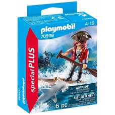 Playmobil pirata con balsa y tiburon