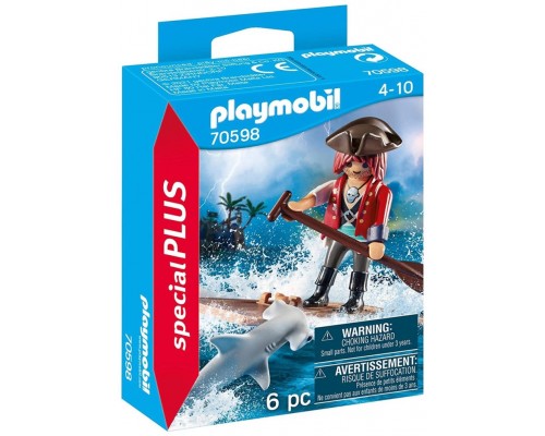 Playmobil pirata con balsa y tiburon