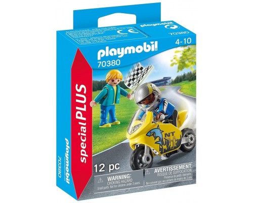 Playmobil chicos con moto carreras