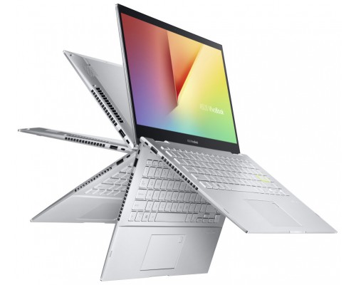 ASUS VivoBook Flip 14 TP470EA-EC402W - Portátil 14" Full HD (Core i5-1135G7, 8GB RAM, 512GB SSD, Iris Xe Graphics, Windows 11 Home) Plata Transparente - Teclado QWERTY español