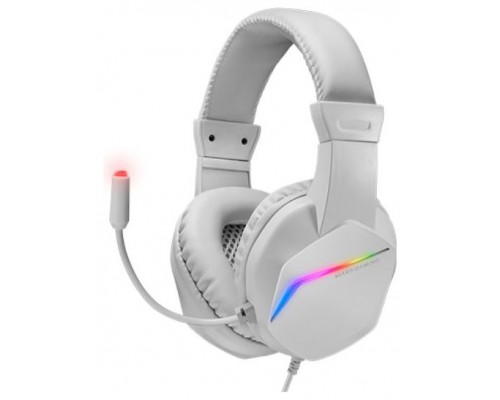 Mars Gaming MH122 Blanco, Cascos Gaming FRGB Over Ear con Micrófono, Sonido HiFi, Cancelación de Sonido, Ultraligeros, PS4 PS5 Xbox Switch Tablet Windows Mac