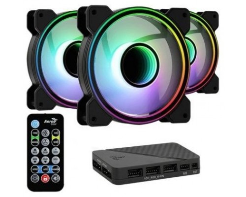 AEROCOOL MIRAGE 12CM ARGB FAN KIT, 3X ARGB INFINITE MIRROR FAN + H66F CONTROLLER