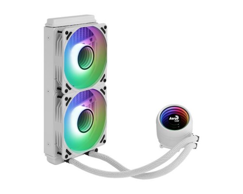 SISTEMA DE REFRIGERACION LIQUIDA AEROCOOL MIRAGE L240 WHITE 2x12cm INFINITY MIRROR RGB-A (ADRESSABLE) TPD 400W PARA PROCESADORES INTEL Y AMD