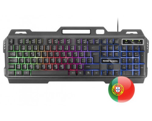 Mars Gaming MK120PT Teclado Gaming FRGB Aluminio Antighosting Soporte Smartphone Gris y Negro Idioma Portugués