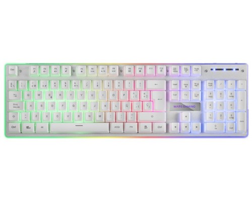 Mars Gaming MK220W Blanco, Teclado Gaming H-Mech, FRGB Rainbow y Halo, Antighosting, Idioma Español