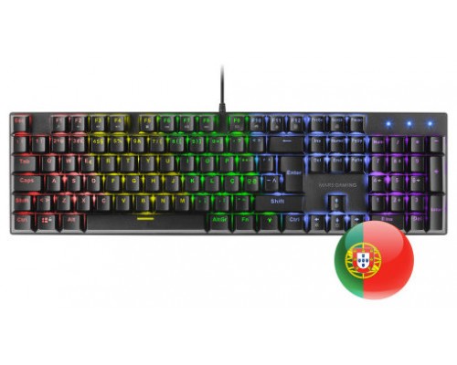 Mars Gaming MK422 Negro Teclado Gaming RGB Switch Mecánico Azul Idioma Portugués