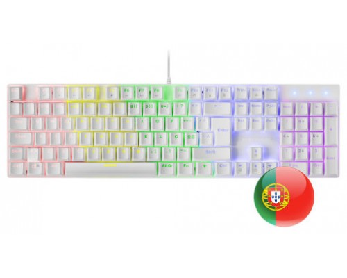 Mars Gaming MK422 Blanco Teclado Gaming RGB Switch Mecánico Azul Idioma Portugués