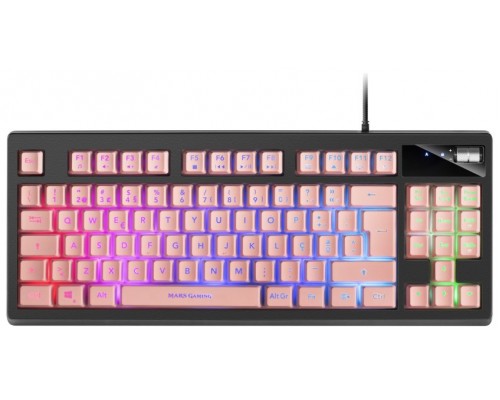 Mars Gaming MKAXPPT teclado USB Portugués Negro, Rosa