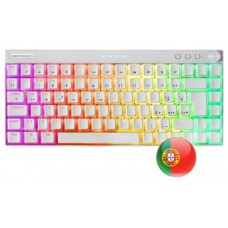 Mars Gaming MKCLOUD Teclado Inalámbrico RGB Blanco Switch Marrón Portugués