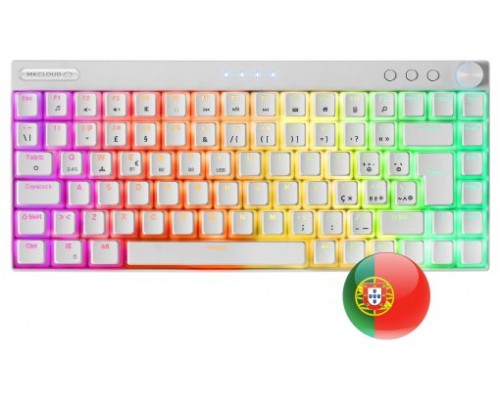 Mars Gaming MKCLOUD Teclado Inalámbrico RGB Blanco Switch Marrón Portugués