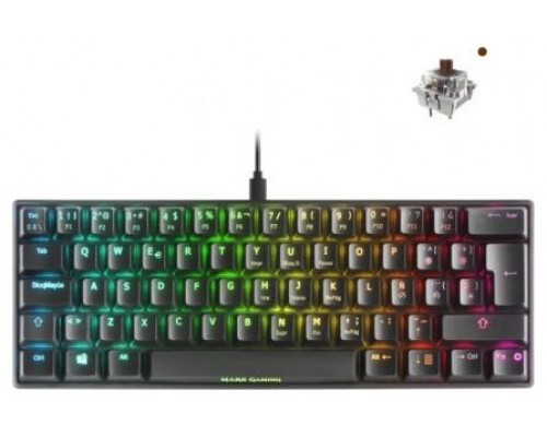 TECLADO MECANICO ULTRA COMPACTO MARS GAMING MKMINI BLACK FULL RGB CHROMA SWITCH OUTEMU PRO BROWN