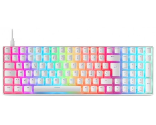 TECLADO MECANICO COMPACTO COMPLETO PBT MARS GAMING MKULTRA WHITE TECLAS PBT PUDDING FULL RGB SWITCH MARRON OTEMU SQ