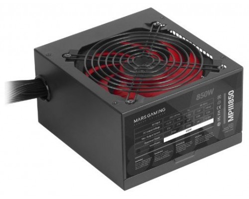 Mars Gaming MPIII850 Fuente Alimentación PC ATX 850W 5 Años Garantía Tecnología Silenciosa AI-RPM 85% Eficiencia Negro