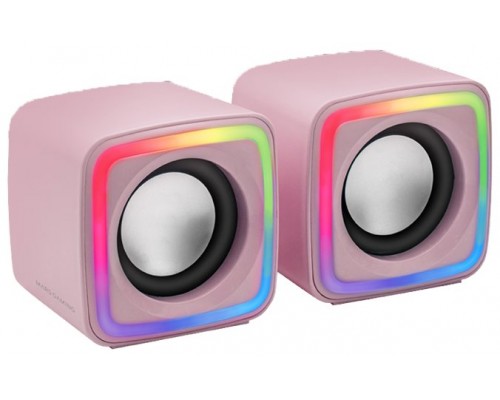 Mars Gaming MSCUBEP Rosa Altavoces Gaming RGB Compactos Procesador Sonido DSP 8W