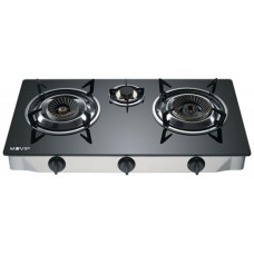 Cocina Gas INOX 3 Fuegos Cristal Templado MUVIP