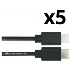 KIT 5 UNIDADES CABLE USB 3.0 A MACHO A USB-C  NORTESS 1METRO COLOR NEGRO