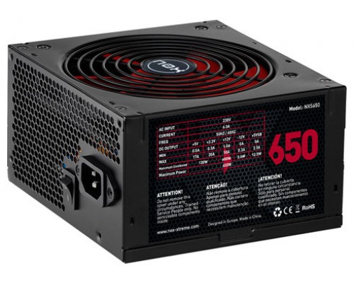 NOX NXS650 unidad de fuente de alimentación 650 W 20+4 pin ATX Negro, Rojo