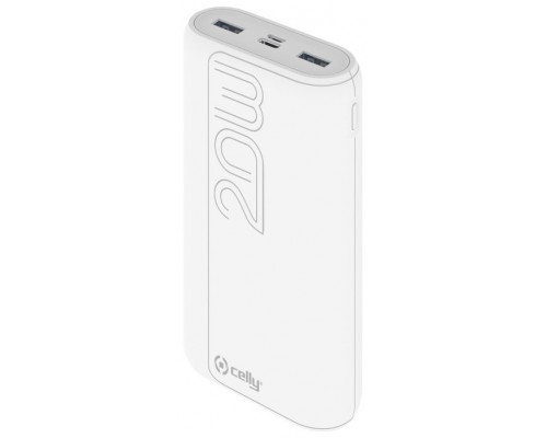 CELLY POWER BANK 20A PROPOWER 22W MICROUSB USBC 2 USB Y USBC BLANCO