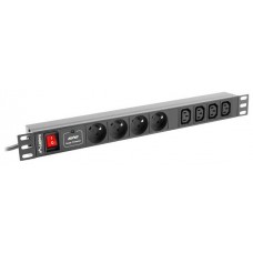 REGLETA LANBERG 1U 10A RACK 19 8X SOCKET NEGRO 2M