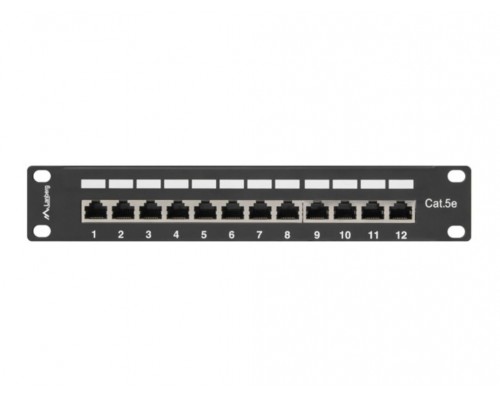 PATCH PANEL LANBERG 12 PUERTOS 1U 10" CAT.5E BLINDADO NEGRO