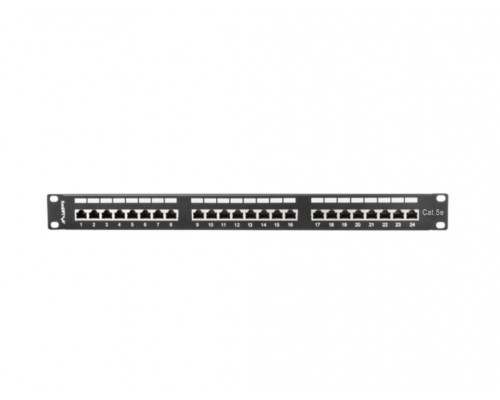 PATCH PANEL LANBERG 24 PUERTOS 1U 19â?? CAT.5E BLINDADO NEGRO