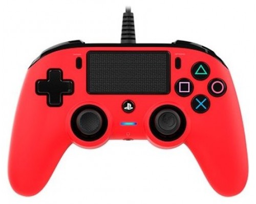 MANDO NACON OFICIAL PS CON CABLE COMPACT ROJO PS4