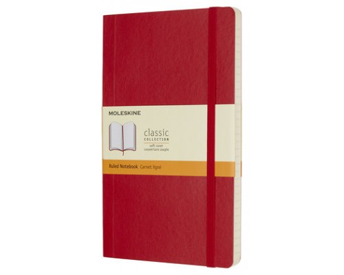 LIBRETA CLASICA TAPA BLANDA ROJO ESCARLATA L (13X21CM) RAYADA MOLESKINE QP616F2