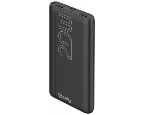 CELLY POWER BANK 10A PROPOWER MAX 22W MICROUSB USBC SALIDAS 2 USB Y USBC NEGRO