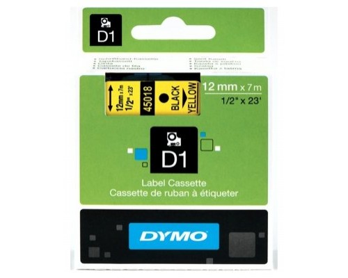 DYMO Cinta 1000 Negro-Amarillo 12mm x 7mt D1