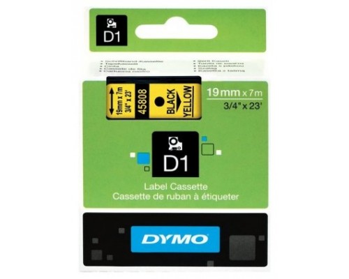 DYMO D1 - Cintas Dymo 19mmx7m Negro/Amarillo