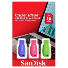 SanDisk Cruzer Blade 16GB unidad flash USB USB tipo A 2.0 Azul, Verde, Rosa