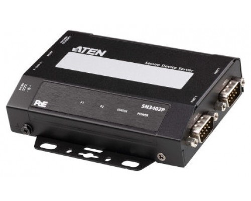 ATEN Servidor de dispositivos seguros RS-232 / RS-422 / RS-485 de 2 puertos con PoE