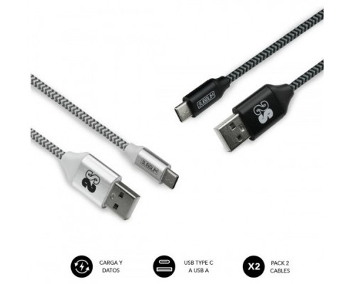 SUBBLIM PACK 2 CABLES USB TIPO USB-C-A 3.0 1 M BLACK/SILVER