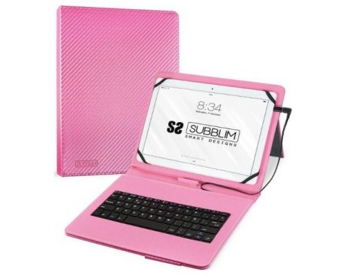 SUBBLIM Funda con Teclado Micro USB - USB C KEYTAB PRO USB 10,1" Pink