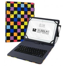 SUBBLIM Funda con Teclado Micro USB - USB C KEYTAB USB 10,1" Squares