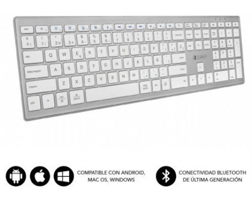 SUBBLIM Teclado Completo delgado inalámbrico Bluetooth Pure Extended Silver