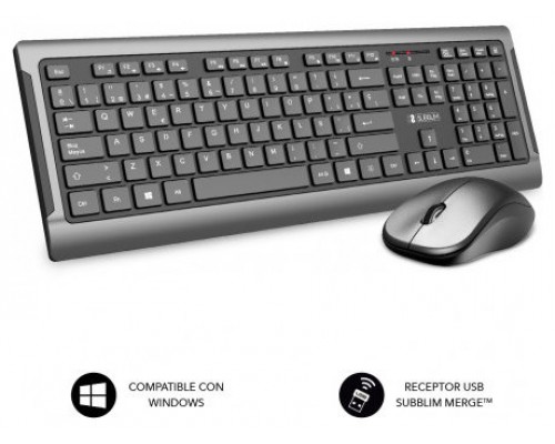 COMBO TECLADO RATON SUBBLIM WIRELESS PREMIUM SILENCE ULTRASLIM SPACE GREY